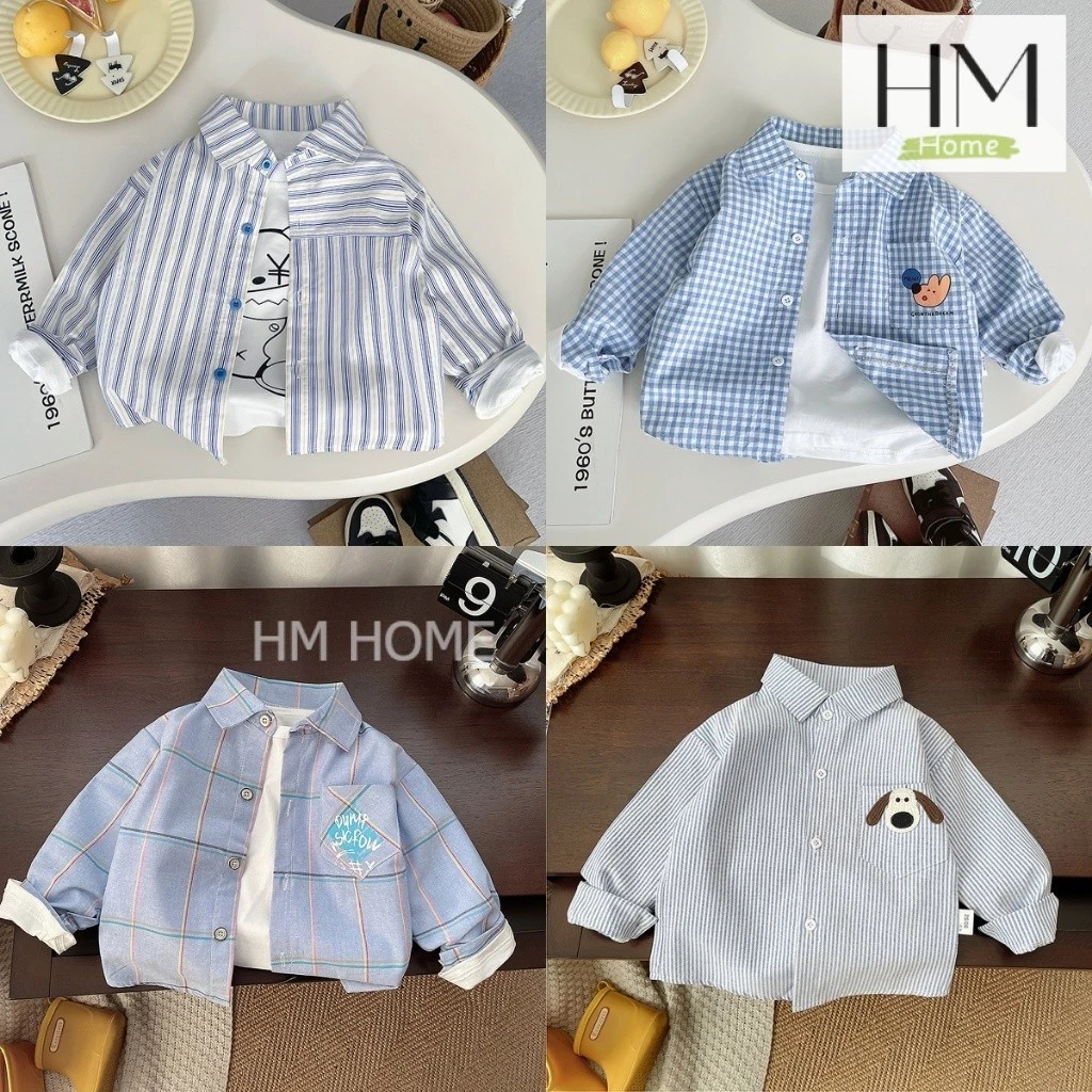 ใหม่ เสื้อแขนยาวเด็ก คอปก เสื้อเชิ๊ตเท่ๆ