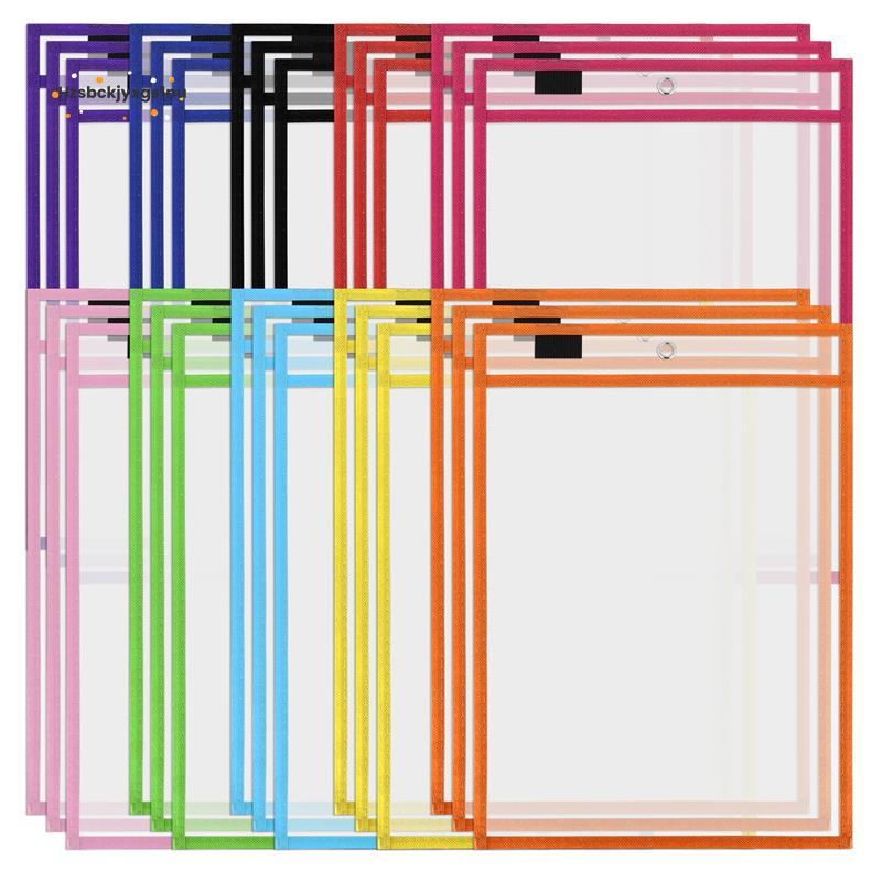 Hzsbckjyxgs1nu30 Pack Dry Erase Pockets PVC Transparent Seven Dry Erase File Bag Reusable Dry Erase 