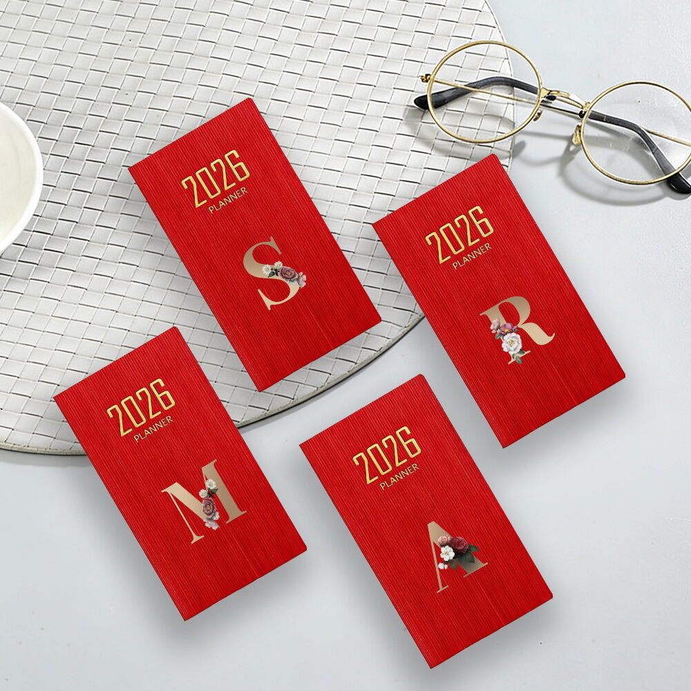 Red Daily Journal หนา Mini Notebook A6 Notebook PU Leather Pocket Notebook Pocket Notebook gold seri