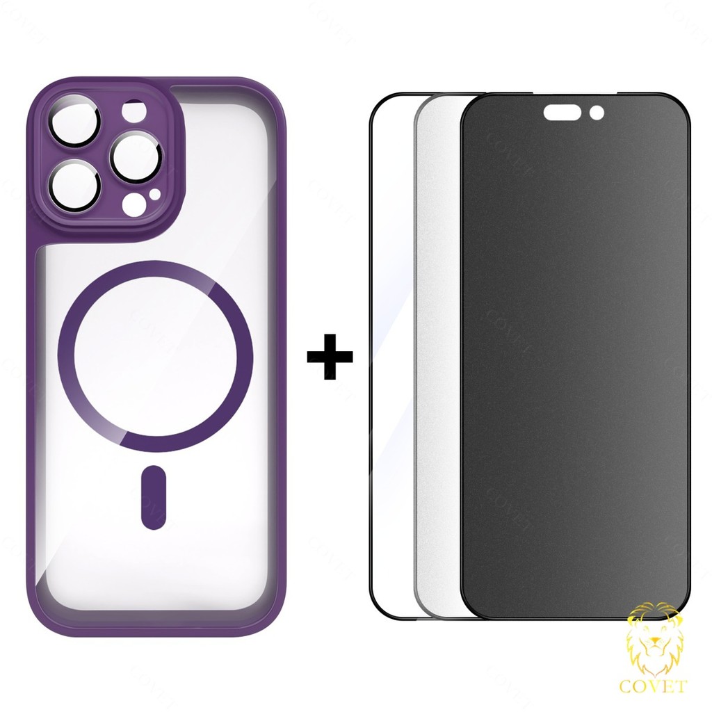 EIRVEXEL 4 IN 1 ชุดเข้ากันได้สําหรับ IPhone 17 16 15 14 13 12 11 Pro Max, Full-Coverage Design Crystal Clear Case,พร้อมตัวป้องกันหน้าจอ X3,ป้องกันลายนิ้วมือและป้องกันรอยขีดข่วน