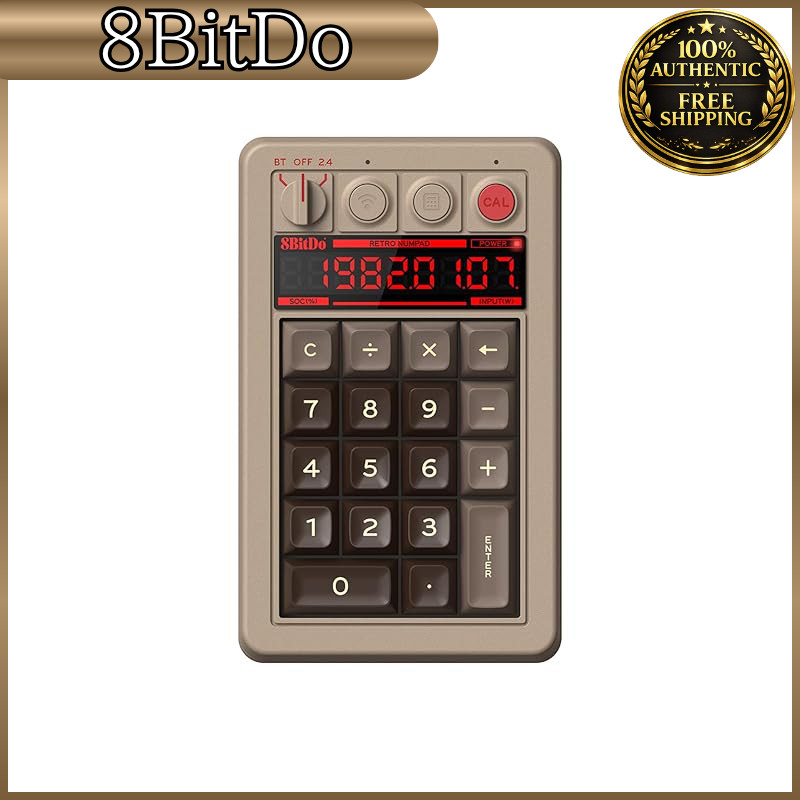 8BitDo Retro 18-Key Mechanical Numeric Keypad — Bluetooth/2.4G/Wired, Calculator Mode, Windows & And