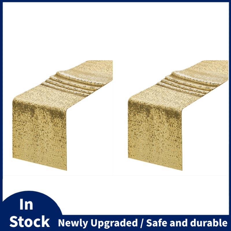 2 ชิ้นทองเลื่อมตาราง Runner 30.5 X 275 ซม.Glitter Gold ตาราง Runner สําหรับงานปาร์ตี้,งานแต่งงาน,เจ้