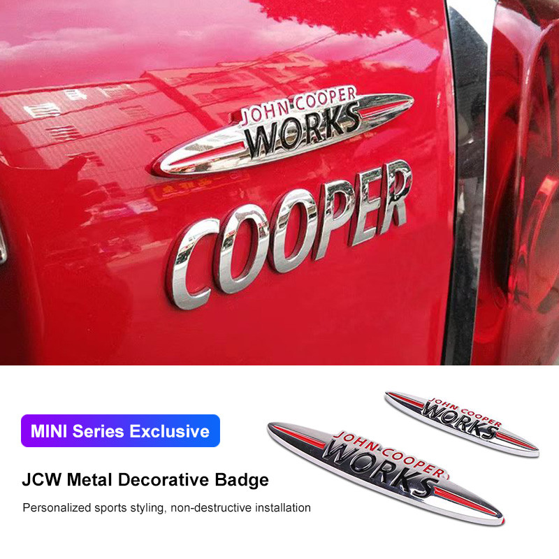 JCW ป้ายโลหะรถ Trunk ป้ายสติกเกอร์อุปกรณ์ตกแต่งสําหรับ MINI R55 R56 R60 R61 One Cooper JCW Countryma