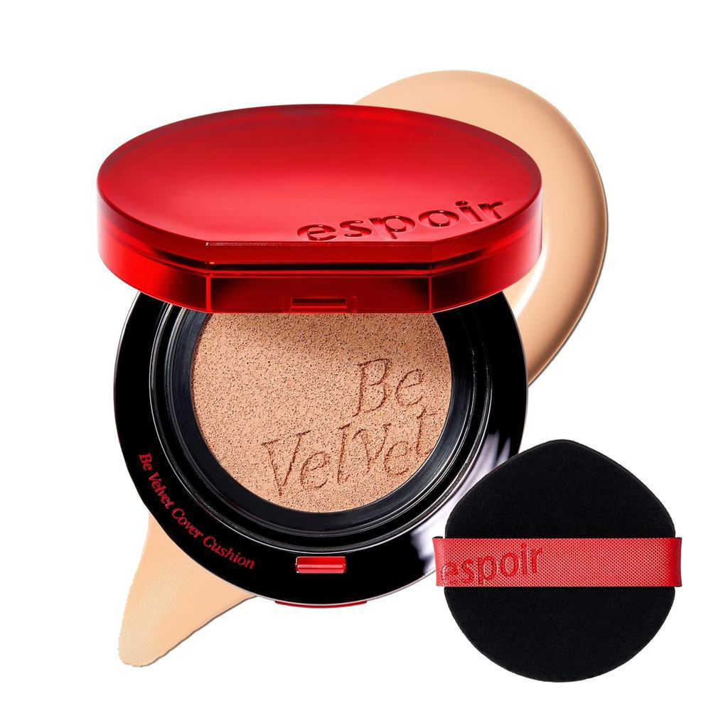รองพื้นคุชชั่น Espoir Be Velvet #22 กลีบดอกไม้ | ปกปิดอย่างรวดเร็วและง่ายด้วยสีติดทนนานโดยศูนย์ออกซิ