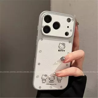 เคสโทรศัพท์ลายเฮลโลคิตตี้ ใช้ได้กับ iPhone 13/11/12/17/14/15 Pro Max/16 Pro/15 Plus ทำจากหนังแท้คุณภาพสูง กันกระแทกได้