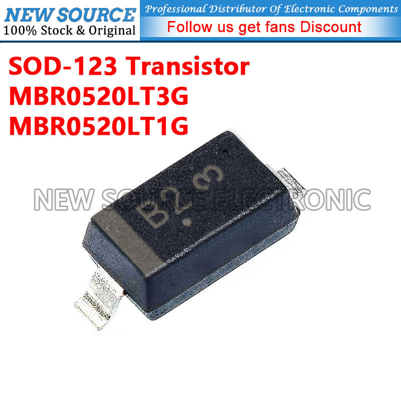 [2-10 ชิ้น] MBR0520LT3G MBR0520LT1G B2 SOD-123 ทรานซิสเตอร์ SMD Schottky Diode แหล่งใหม่