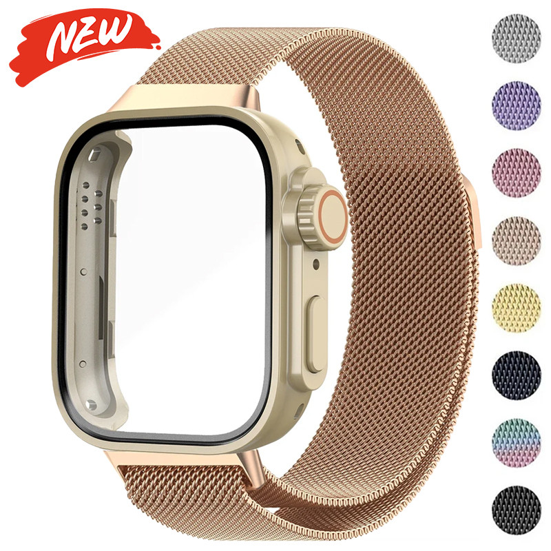แก้วกรณี + สายโลหะสําหรับ Huawei Watch Fit 4 Pro สแตนเลสสร้อยข้อมือแม่เหล็กสําหรับ Huawei Watch Fit 4/Fit 3 ป้องกันหน้าจอ