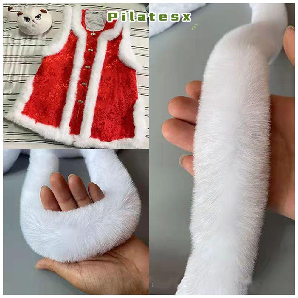PILATESX Furry Ribbon Collar Furry Fluffy เย็บ Faux Rabbit Furry