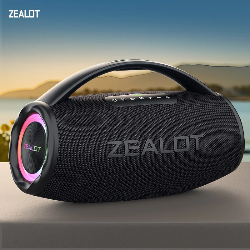 ZEALOT-S97 80W ลําโพงบลูทูธ ลําโพงไร้สายทรงพลังพร้อมที่จับแบบพกพา สําหรับปาร์ตี้ แคมป์ปิ้ง ไฟสีสันสด