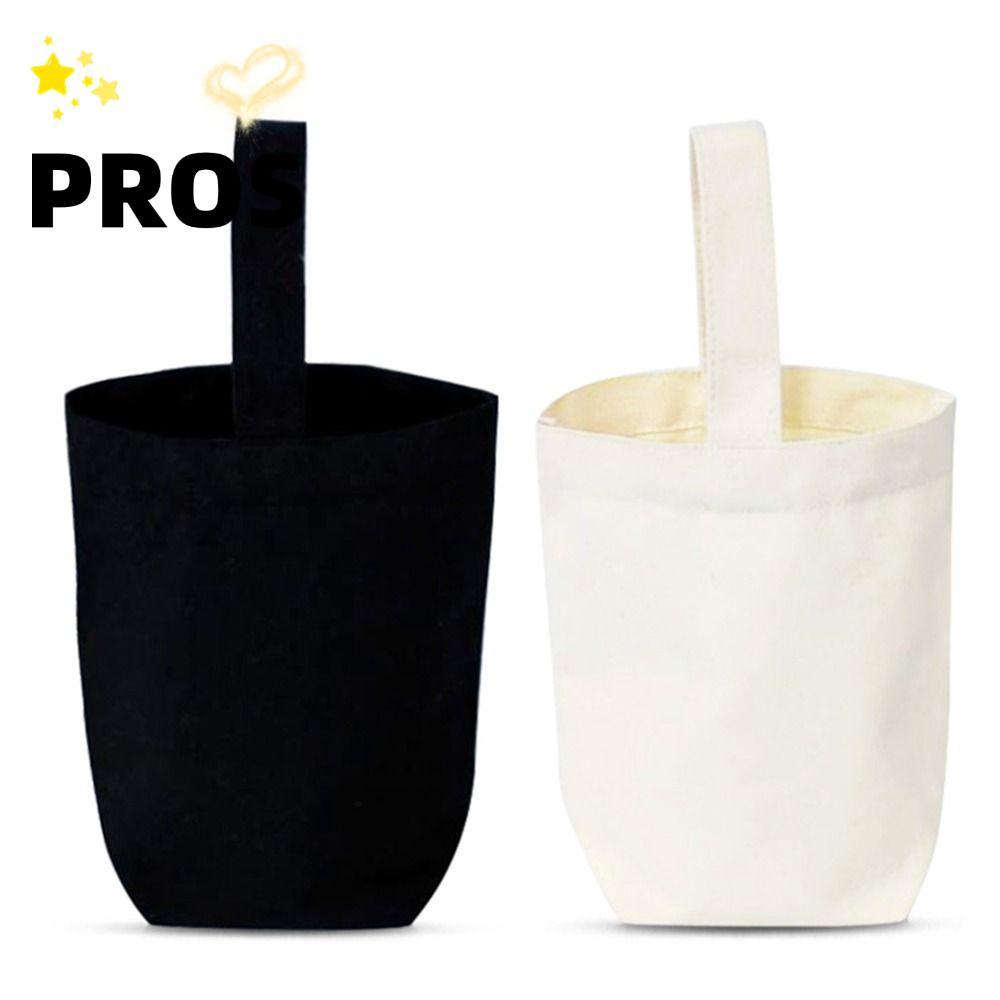 PROS Tote Bag, กระเป๋าถือผ้าแคนวาสสีดําสีเบจ, ห่อของขวัญกระเป๋าทํามือความจุขนาดใหญ่ DIY เรียบง่าย
