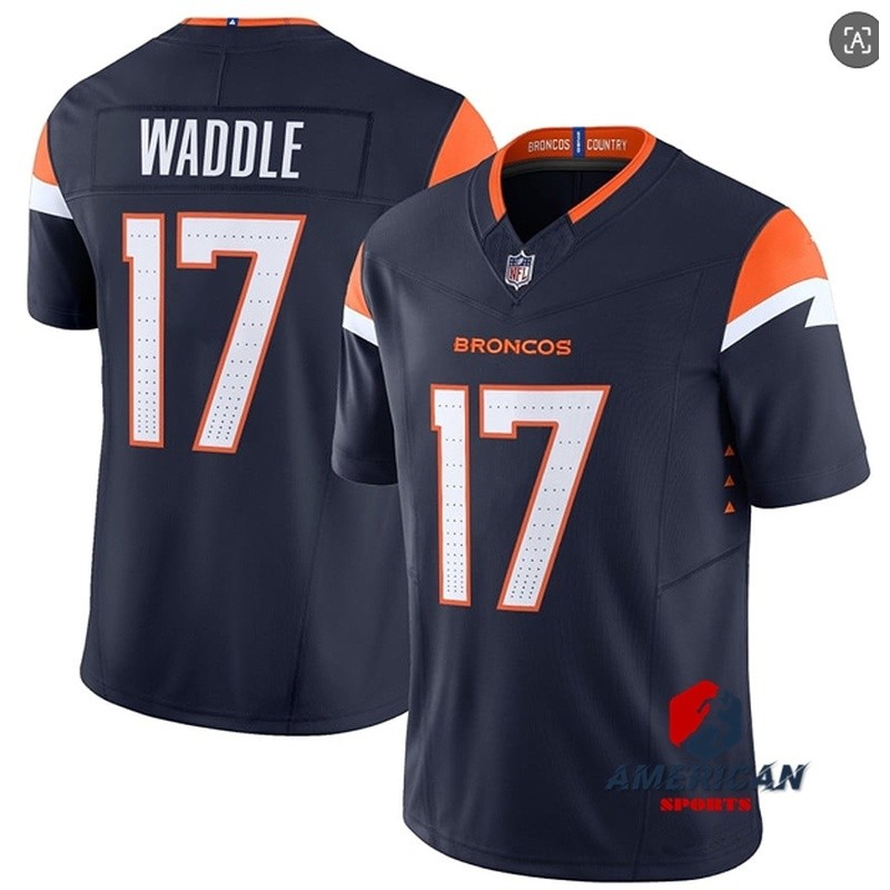 เสื้อแข่ง Denver Broncos Jaylen Waddle ปี 2026 สีกรมท่า Exclusive American Football Jersey