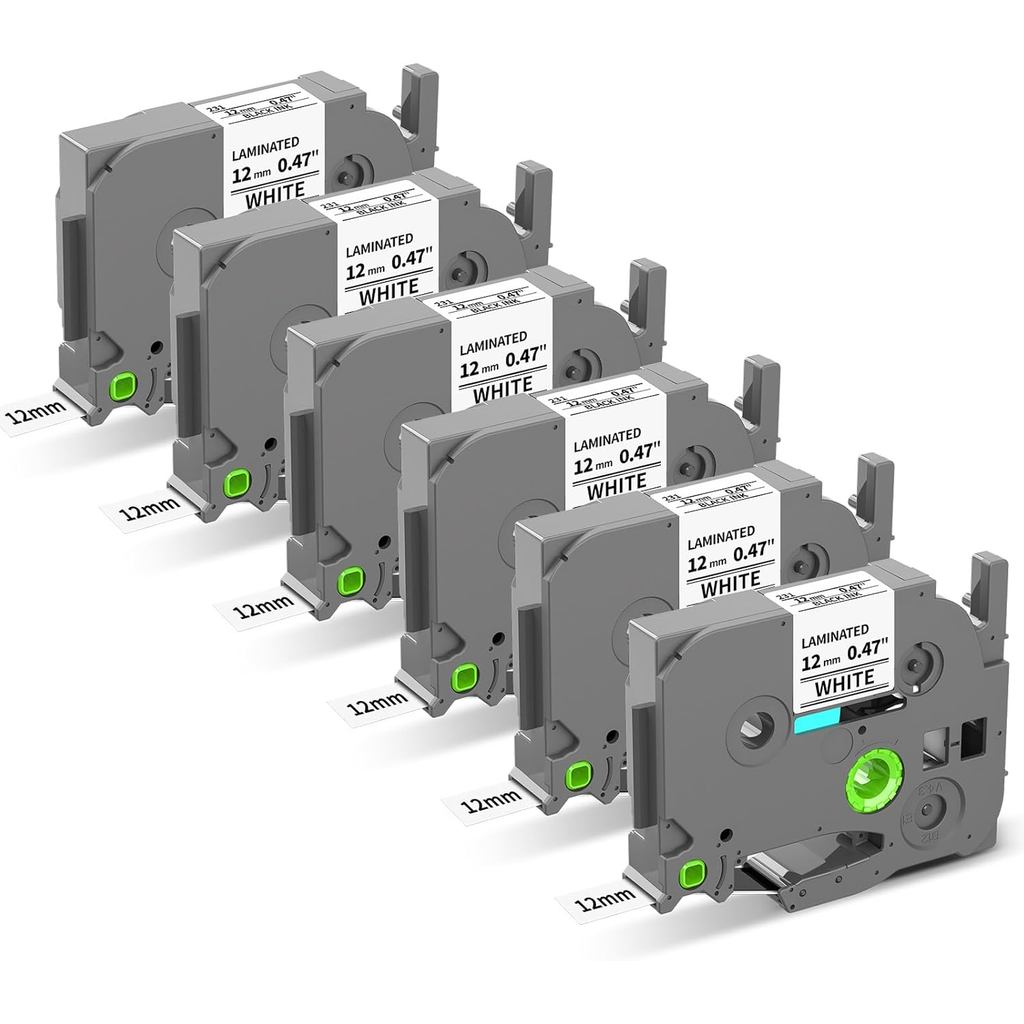 MarkDomain Label Maker เทปเติมใช้งานร่วมกับ Brother P-Touch Label Tape 12mm 0.47 Laminated White TZe