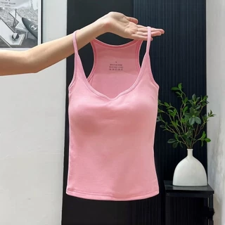 Camisole ผู้หญิง แบบไร้รอยต่อ สบายผิว พร้อมถ้วยนุ่ม ทำให้ดูเพรียวบาง