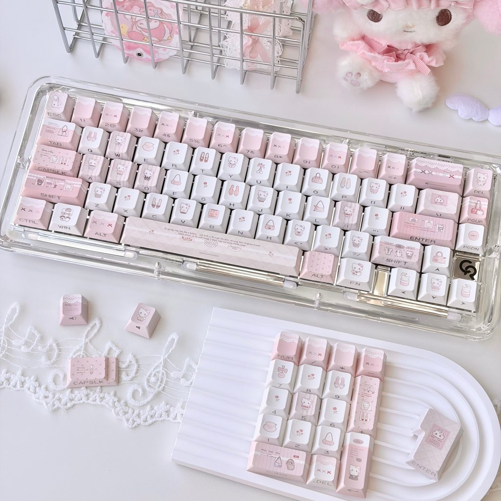 Longcheng Kitty แฟชั่น Blog โรงงานดั้งเดิม/MDA/Dma/สามมิติโปร่งใส 134-Key Adapt Mechanical Keyboard