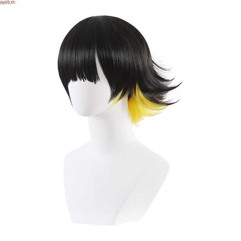【Manmei】BLUE LOCK Bachira Meguru Cosplay Wig 36cm Short Black Yellow Heat Resistant Fiber Hair