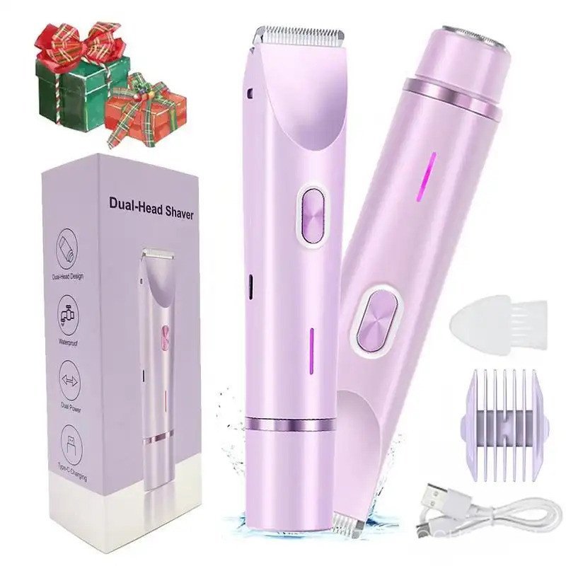 Festival Gifts, 2 in 1 Electric Hair Removal Tool Bikini Trimmer, Double-ended Electric Razors, Wate