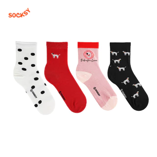 Socksy ถุงเท้าแฟชั่นลายหมา Dalmatian (เเพ็ค 4 คู่) รุ่น LKKK-0002