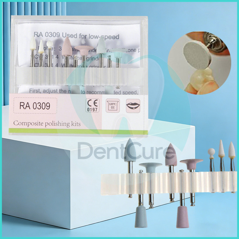 ชุดหัวขัดผิวฟันสำหรับช่องปาก รุ่น RA0309 Contra Angle ความเร็วต่ำ 9 ชิ้น/กล่อง Dental Polishing Kit Silicon Rubber