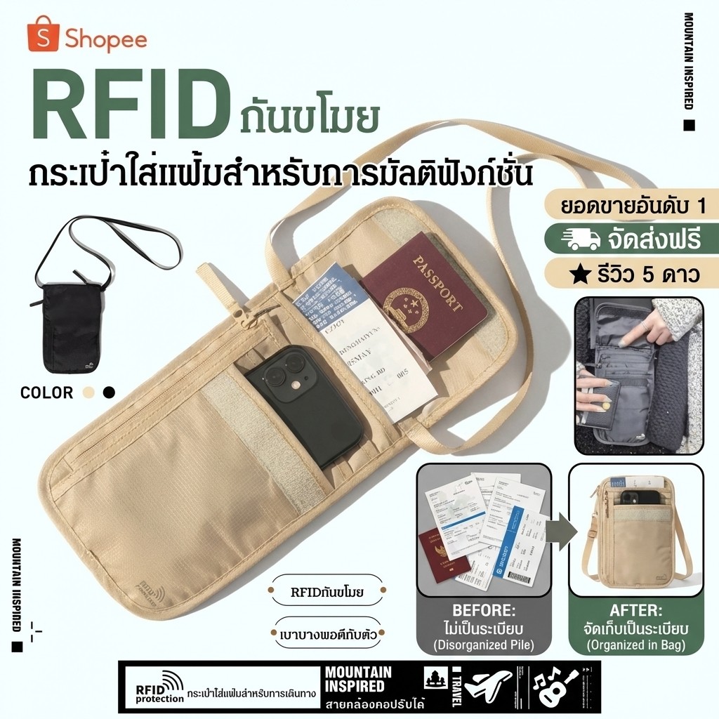 ✨ปลอดภัย/อเนกประสงค์✨ กระเป๋าเอกสารเดินทางกันขโมย/กระเป๋าคาดเอวกันขโมย/กระเป๋าเก็บพาสปอร์ต【ป้องกันการโจรกรรม/เก็บของมีค่าได้มาก】 ผ้ากันน้ำ/ไนลอนทนทาน | ปัญหาของหาย/กลัวถูกขโมย | เก็บพาสปอร์ต/บัตร/เงินอย่างปลอดภัย | เหมาะสำหรับนักเดินทาง/นักท่องเที่ยวแบ็คแ