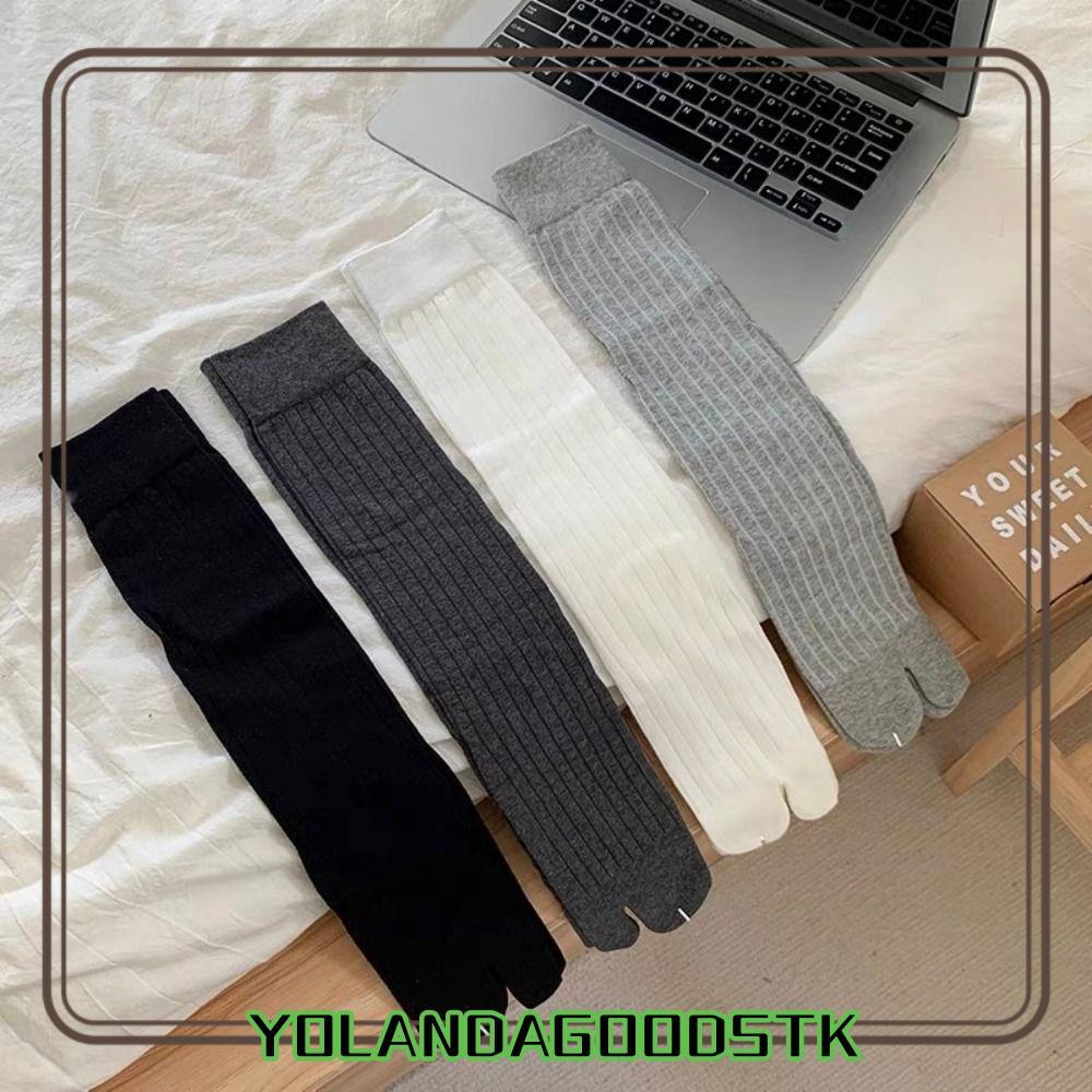 IYOLANDAGOODS1 Soft Two-Toed Socks, Solid Color Combed Split Toe Socks, Japanese Harajuku Cotton Hig