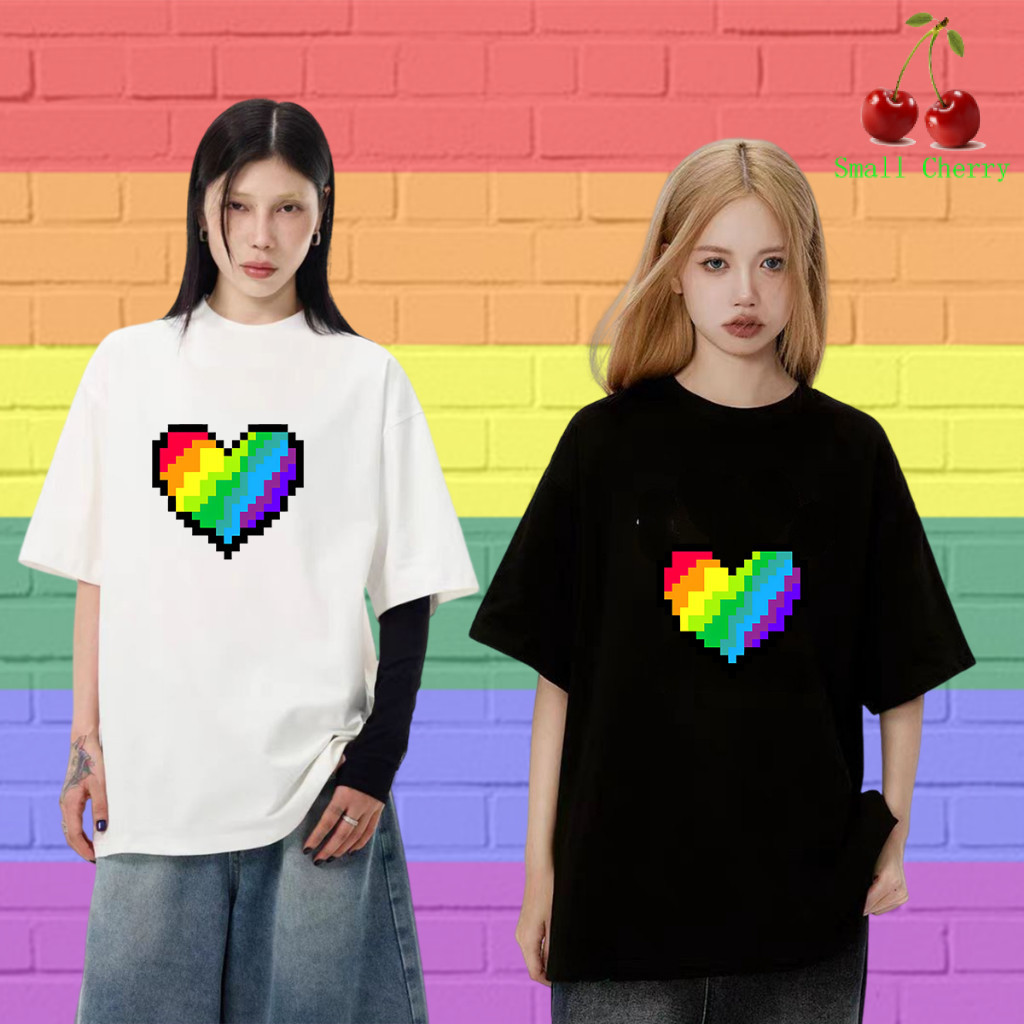 🔥เสื้อเฮีย🔥Pride Month Gay Lesbian Rainbow เสื้อยืด #018 Pride Month Rainbow ลายพิมพ์เสื้อคอกลมแบบแฟ