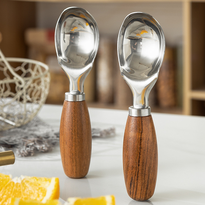 [ขายร้อน] 304 Rosewood Ice Cream Scoop สแตนเลส Ball Scoop Ice Cream Scoop Scoop ผลไม้เนื้อตักแตงโม/C