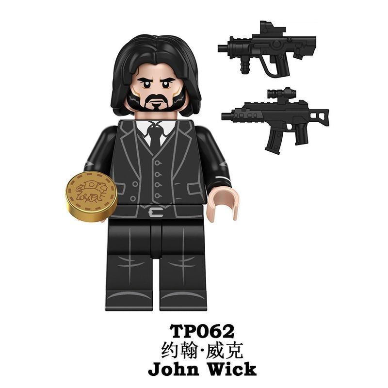 ใช้งานร่วมกับ Lego Movie Series John Wick Third Party ประกอบบล็อกตัวต่อ Minifigures ของเล่นเพื่อการศ