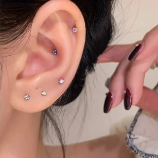We Flower 2 ชิ้น Minimalist s925 เงินขนาดเล็กคริสตัลที่มีสีสันสกรูต่างหูผู้หญิงเลือกฟรี Pierced หู Studs เครื่องประดับ