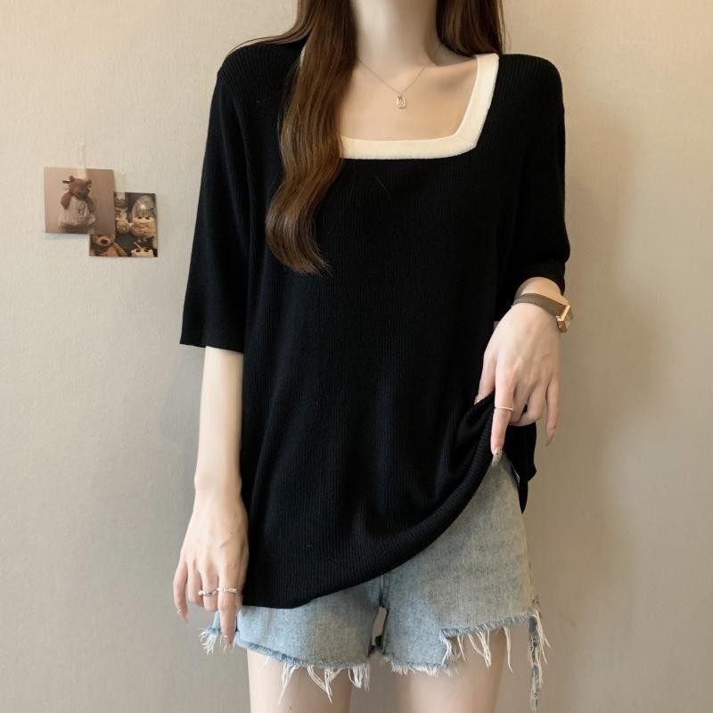 เสื้อยืดขนาดใหญ่ (40-150kg) ผู้หญิง สไตล์ฝรั่งเศส รูปที่ 6