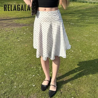 RELAGALA ผู้หญิง 2026 ใหม่ลายจุดพิมพ์ Causal แฟชั่นชุดกระโปรงตาข่ายไม่สม่ําเสมอ