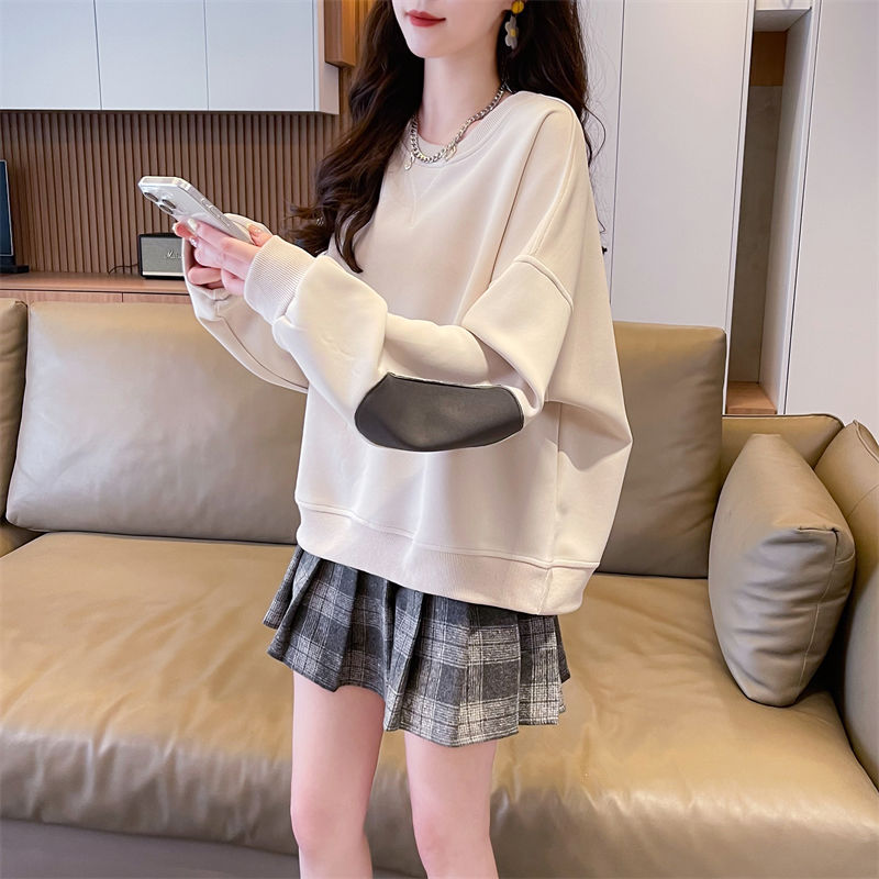 Splicing Round Neck Womens Sweatshirts on Promotion Sport Nice Color Korean Popular Clothes Kpop 200