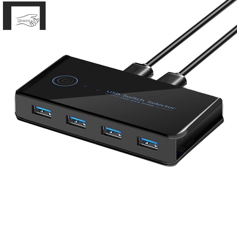 [qianaizi]USB KVM Switch USB Shared Switcher 2 in 4 Out สําหรับแล็ปท็อปพีซีคีย์บอร์ดเมาส์เครื่องพิมพ