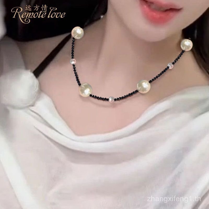 Far Away ออกแบบใหม่สร้อยคอสีดําหญิงแฟชั่นสร้อยคอหรูหรา High-End ประณีต Clavicle Chain N504 OZ81