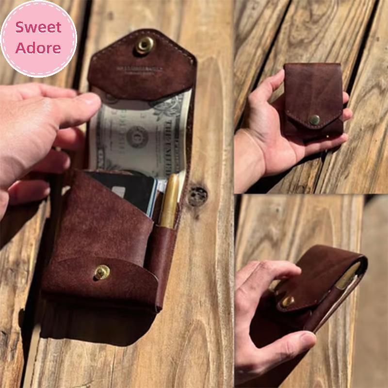 SweetAdore Multifunctional Compact Wallet,Handmade Leather Card Holder/Wallet,Small Slim Slim Slim S