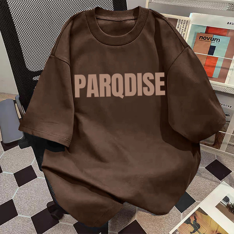 TEE·SHOP🍀 เสื้อยืด Oversize ลาย 'PARQDISE' สไตล์เกาหลี เท่ห์มาก ใส่ได้ทั้งชายหญิง ผ้านุ่มสบายตัวทั้งวัน รองรับ COD 📦