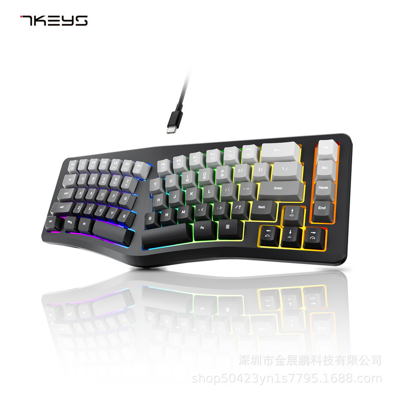 Mechanical Feel Split Keyboard Ergonomic Wired RGB Luminous Mute Gaming Keyboard คีย์บอร์ด USB แยก y