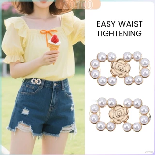 ZoYoo 1 ชิ้น ตะขอกางเกงมุกน่ารัก ตะขอกางเกงปรับเอ กระดุมปรับขนาดเอว Fashion Pins