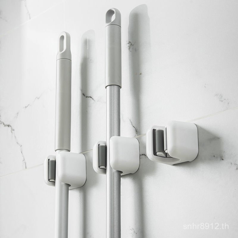 ห้องน้ํา Mop Handy เครื่องมือเจาะฟรีคงที่ติดผนังชั้นวางไม้กวาด Mop Hook คลิปชั้นเก็บ LTC7