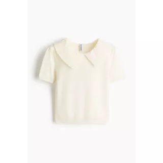 H&M(เอชแอนด์เอ็ม) เสื้อทอเนื้อละเอียดดีไซน์แขนพอง Women Fine-knit puff-sleeved top 1323988_1