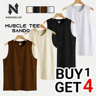 【BUY 1 GET 4】summer vest sando sleeveless versatile tank top clothes menswear plain tropical  BX9797