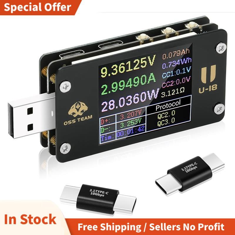 USB มัลติมิเตอร์ USB C Power Mester Tester USB-C เครื่องทดสอบ DC 4-25V 6.5A 1.77- นิ้ว Multi-Functio