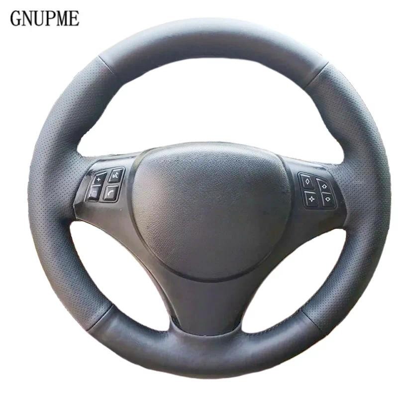 Custom หนังไมโครไฟเบอร์สีดําพวงมาลัยรถ DIY สําหรับ BMW M Sport 1 3 Series M3 E90 E92 E93 E81 E82 E87