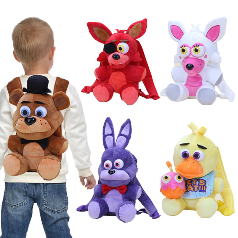 33 ซม.Five Nights ที่ Freddys Plush กระเป๋าเป้สะพายหลัง FNAF กระเป๋าเป้สะพายหลัง Freddy Chica Bonnie Plush สําหรับเด็กกระเป๋าตุ๊กตา