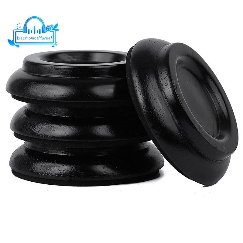 [Promote E]Piano Caster Cups Piano Wheels Upright Piano Leg Foot Pads Protectors Wood Set 4, สีดํา