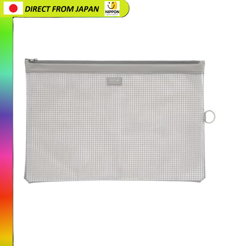 กระเป๋าตาข่าย LIHIT LAB แบบมีซิป ขนาด B4 พร้อมห่วงเกี่ยว สีขาวนวล รหัส F-247 ของแท้ แท้ ของสะสม ไอเด