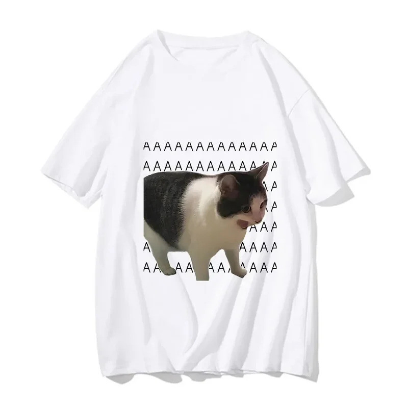 Funny Meme Sad Crying Cat Printed Women Men Casual T-Shirt  Harajuku T Shirts Casual Fashion Tees Cl