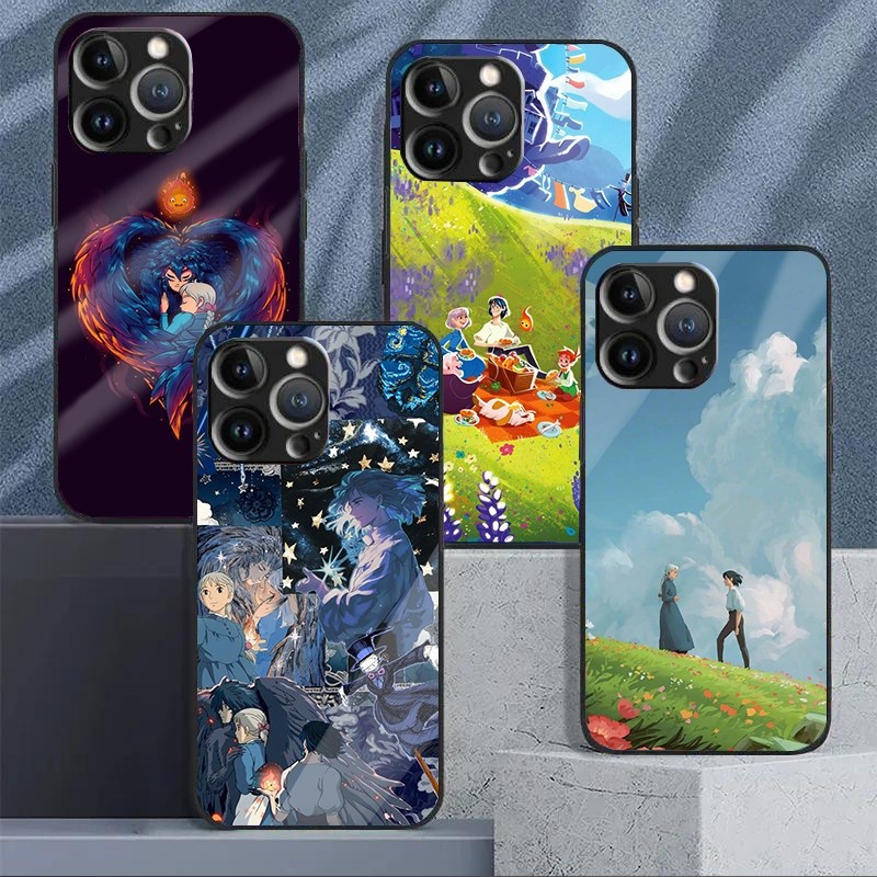 Howls Moving Castle Studio Ghibli 01 แก้วเคสโทรศัพท์สําหรับ IPhone 16 15 14 13 12 11 Pro XR XS Max P