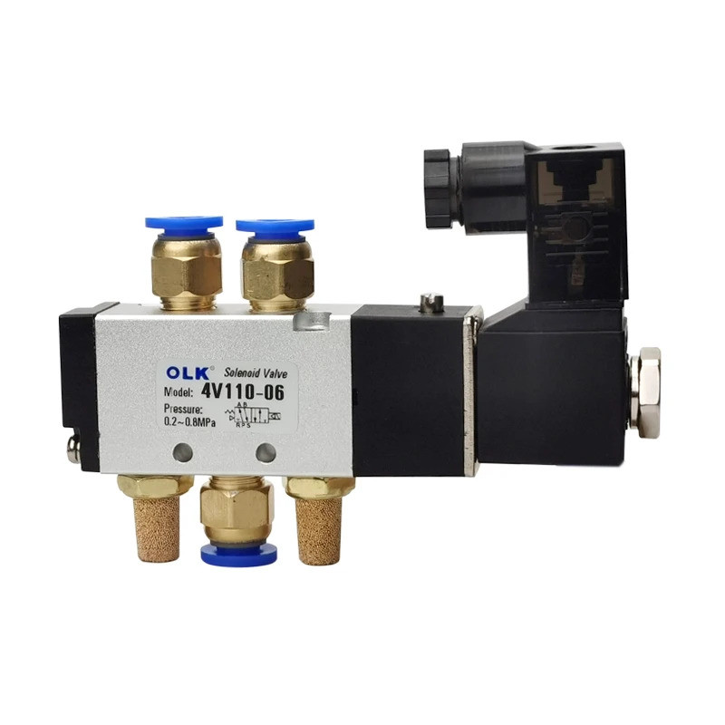 4V110-06 5 Way 2 ตําแหน่ง 1/8" นิวเมติกโซลินอยด์วาล์ว DC 24V DC 12V AC 110V AC220V 4 มม.6 มม.8 มม.4V