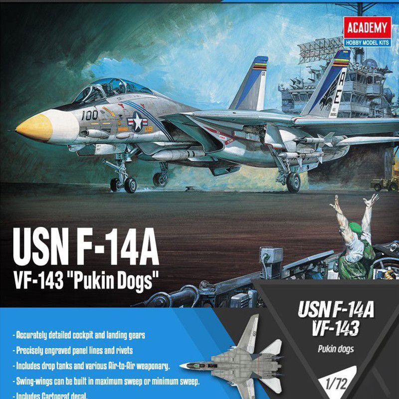 Edmei เครื่องบินประกอบ 12563 1/72 American F-14A Tomcat Fighter