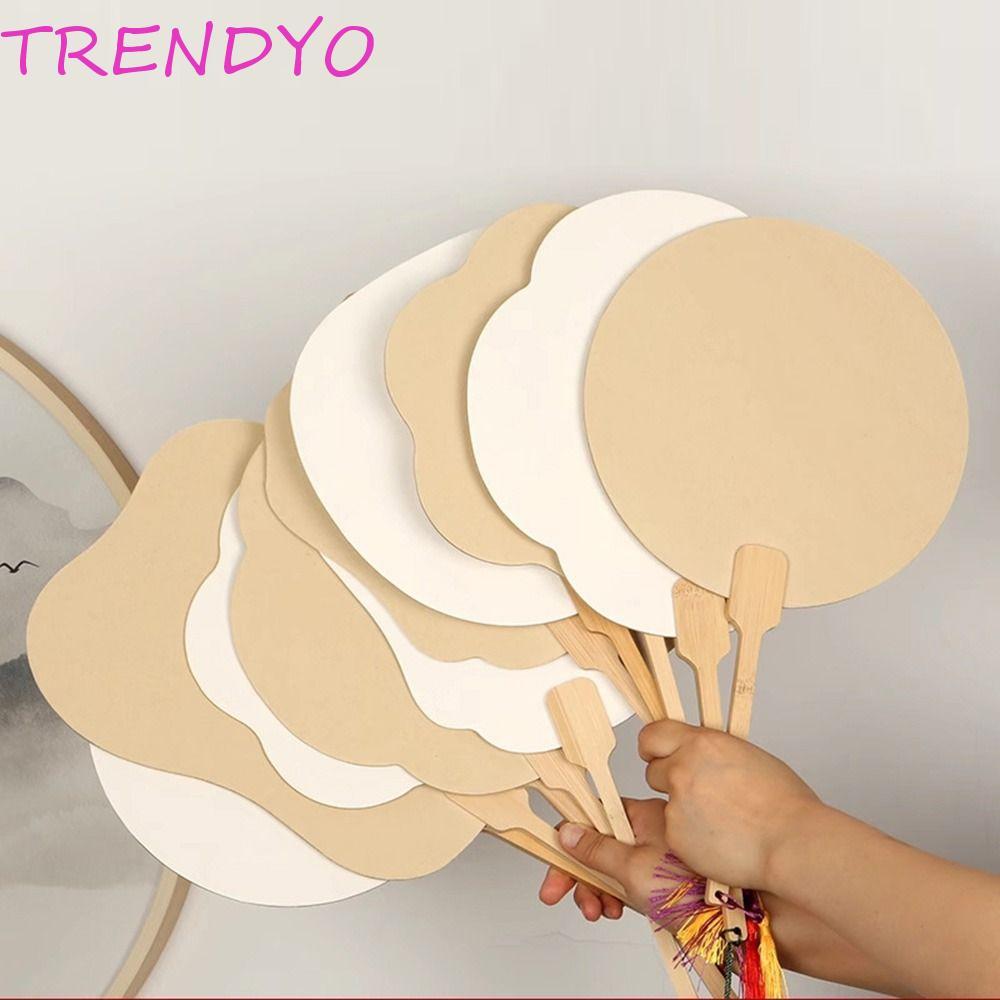 TRENDYO 5 ชิ้นพัดลมกระดาษเปล่า, ภาพวาด DIY มือถือกระดาษแฟนมือ, Vintage หนา Xuan กระดาษพู่แบบพกพาภาพวาด Graffiti แฟน Lacquer พัดลม